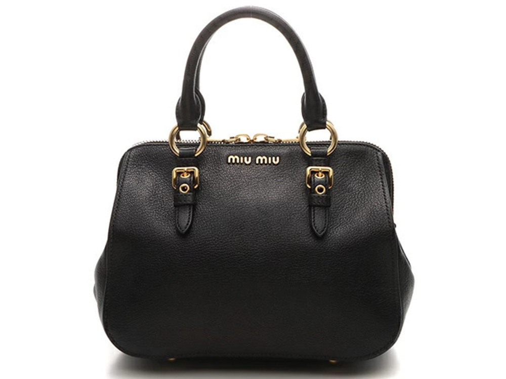 Miu Miu Madras Shoulder Bag Black Leather